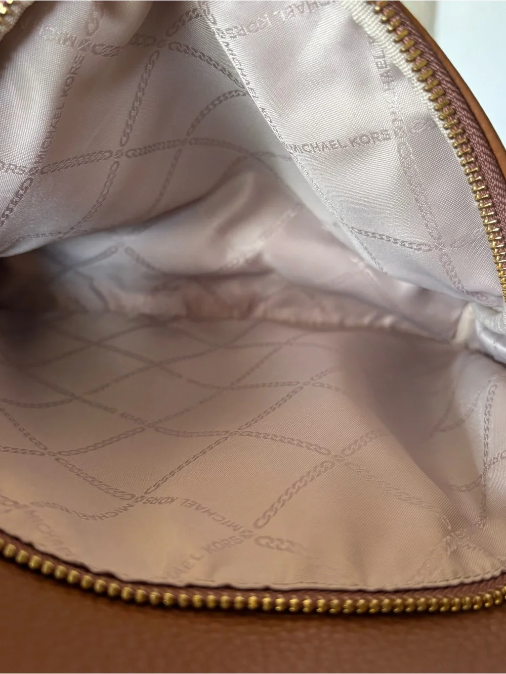 Michael Kors Tan Pebbled Leather Backpack with Gold Logo